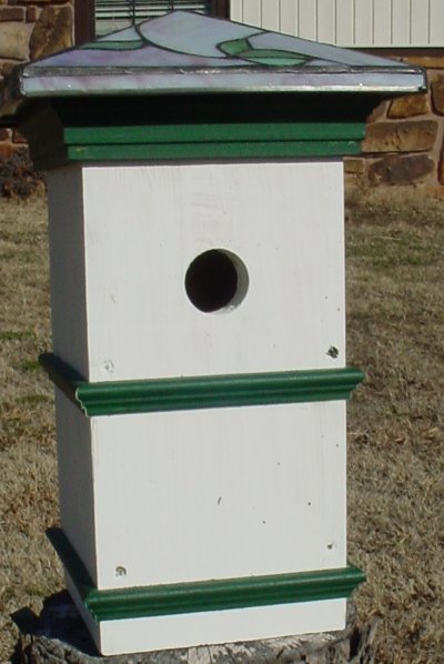 Colonial Bird House w/ Stained Glass Roof