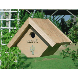 Wren Bird House, Diamond, Desert Tan, Cedar  Roof