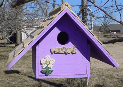 Wren Bird House, Garden, Lavendar, Shingle Roof