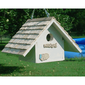 Wren Bird House, Garden, Oyster White, Shingle Roof